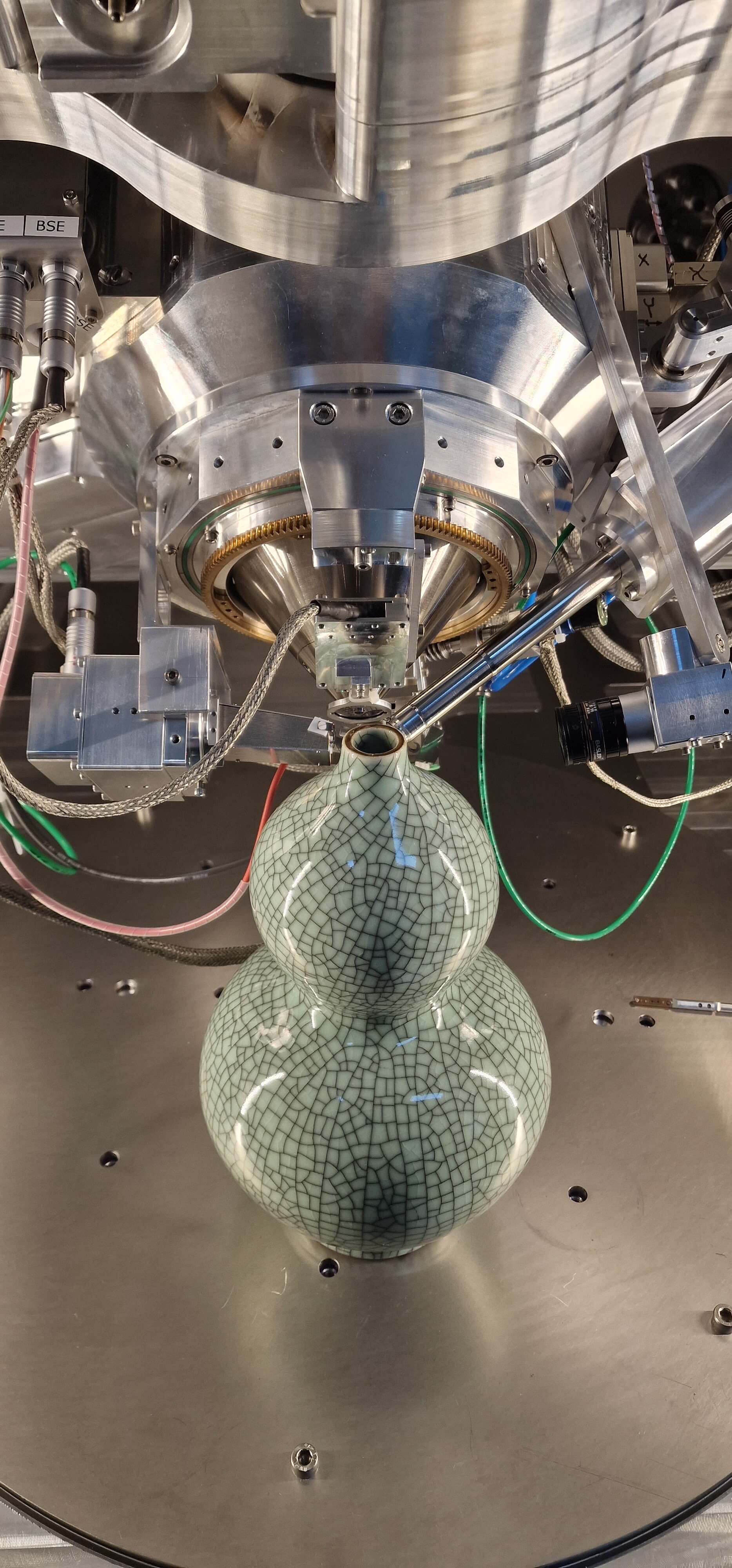 Interior view of MIRA chamber with sample stage